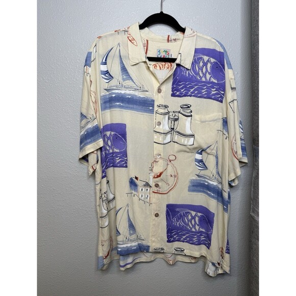 Jams World Mens Hawaiian Shirt XXL Rare Rayon S/S Beach Boat Vacation Print - Picture 1 of 3